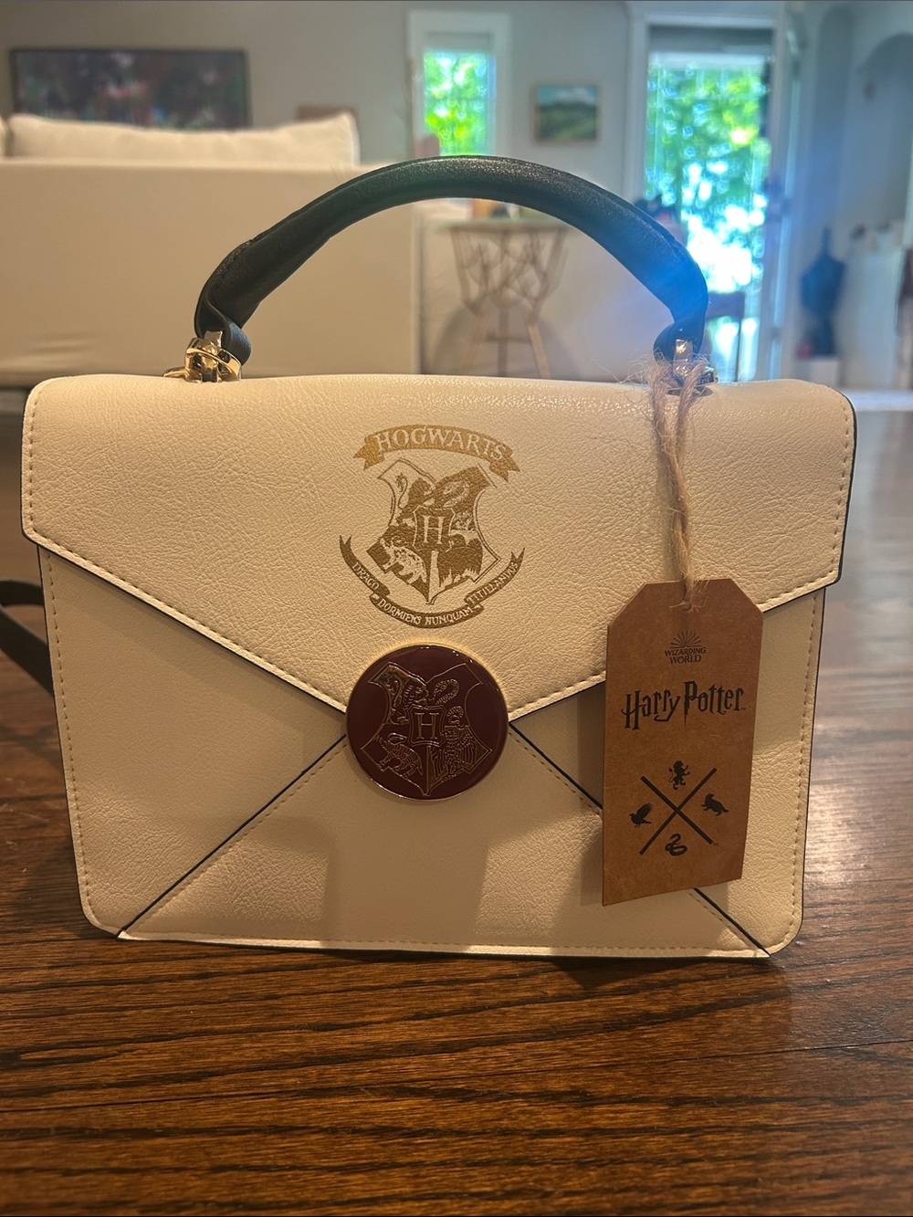 Hogwarts Envelope Satchel - White with Black Handle NWT